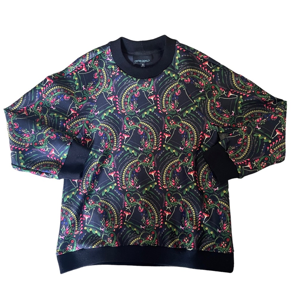 Cynthia Rowley Black Floral Foliage Bleeding Heart Print